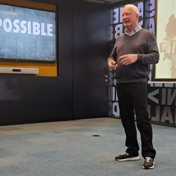 David Gemmell engaging the room